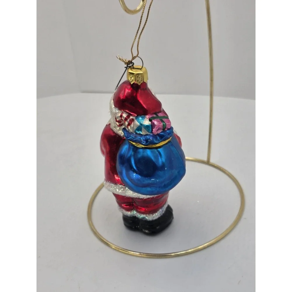 Slavic Treasures 2000 Santa Computer Glass Christmas Ornament Y2K Glitter Retro